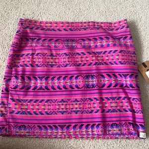 Pink with Colored Print Mini Skirt, M